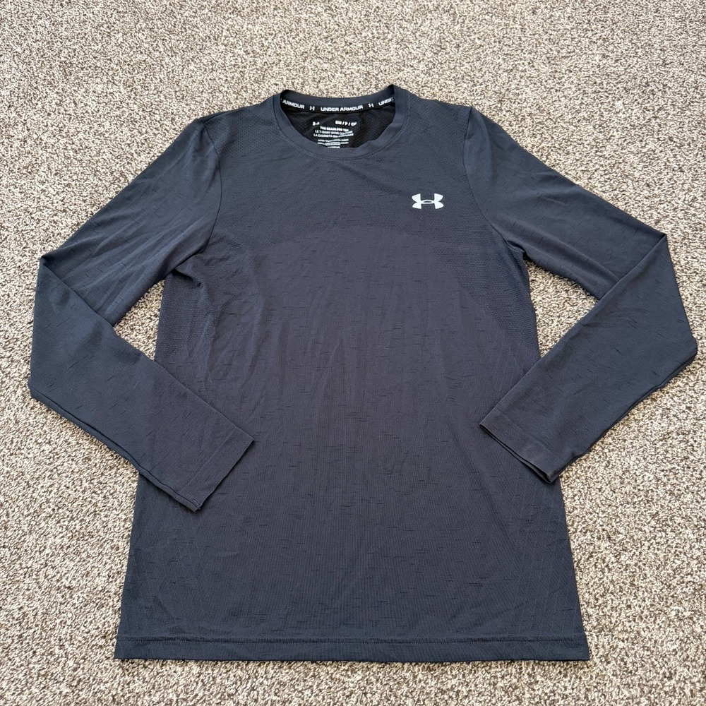 Under Armour Seamless Tee Long Sleeve Athletic Gym Running Shirt Men's S Black